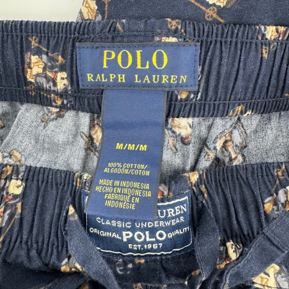 Polo Ralph Lauren Ski Bear Pajama Pants Men's M Navy Cotton‎ Sleep Lounge